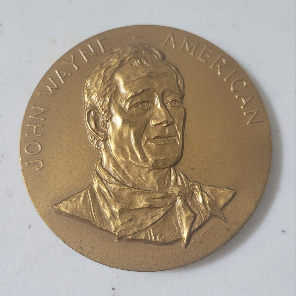 Vintage 1979 John Wayne American Bronze 3" Medal Coin US Mint by Frank Gasparro